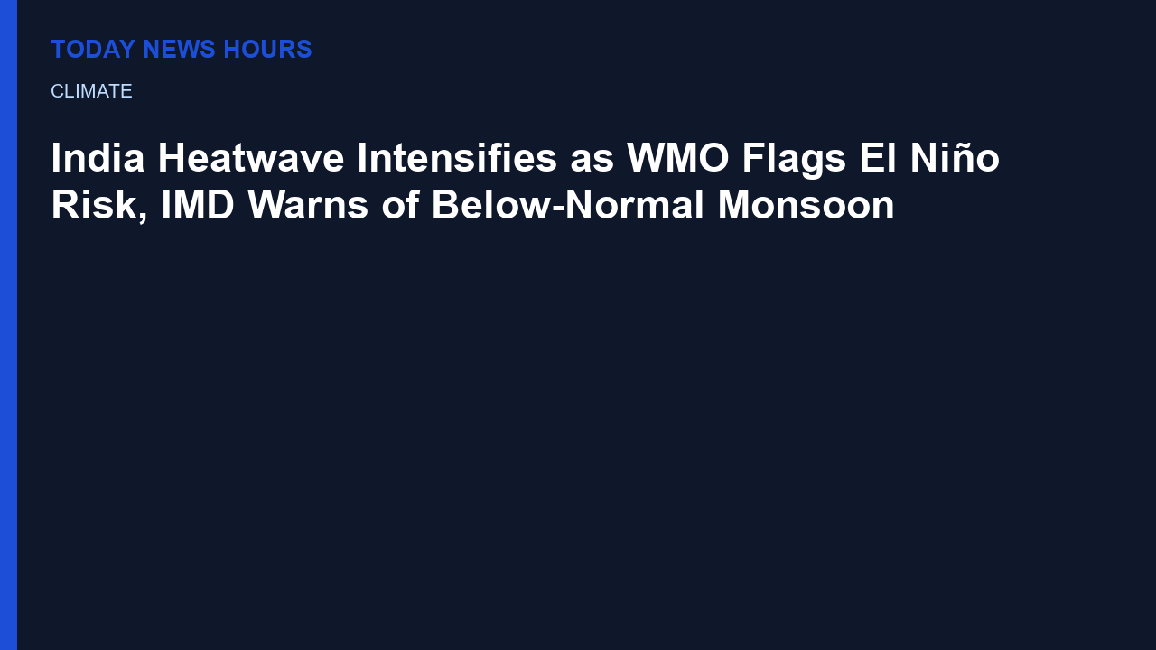 India Heatwave Intensifies as WMO Flags El Niño Risk, IMD Warns of Below-Normal Monsoon