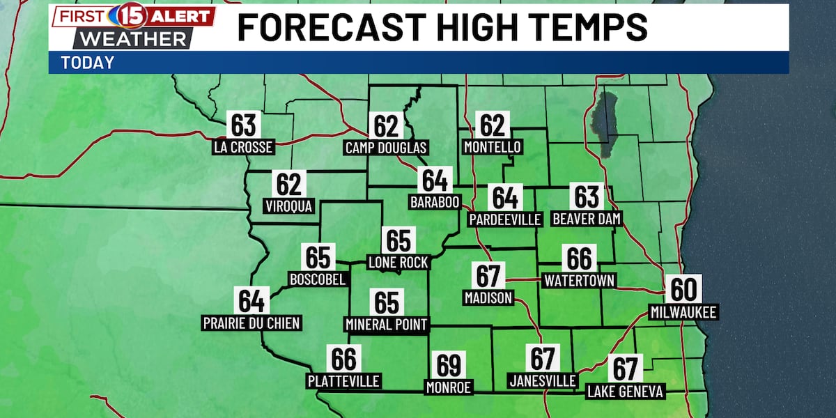 Southern Wisconsin to Stay Mild with Light Rain and Sunny Skies Through the Week
