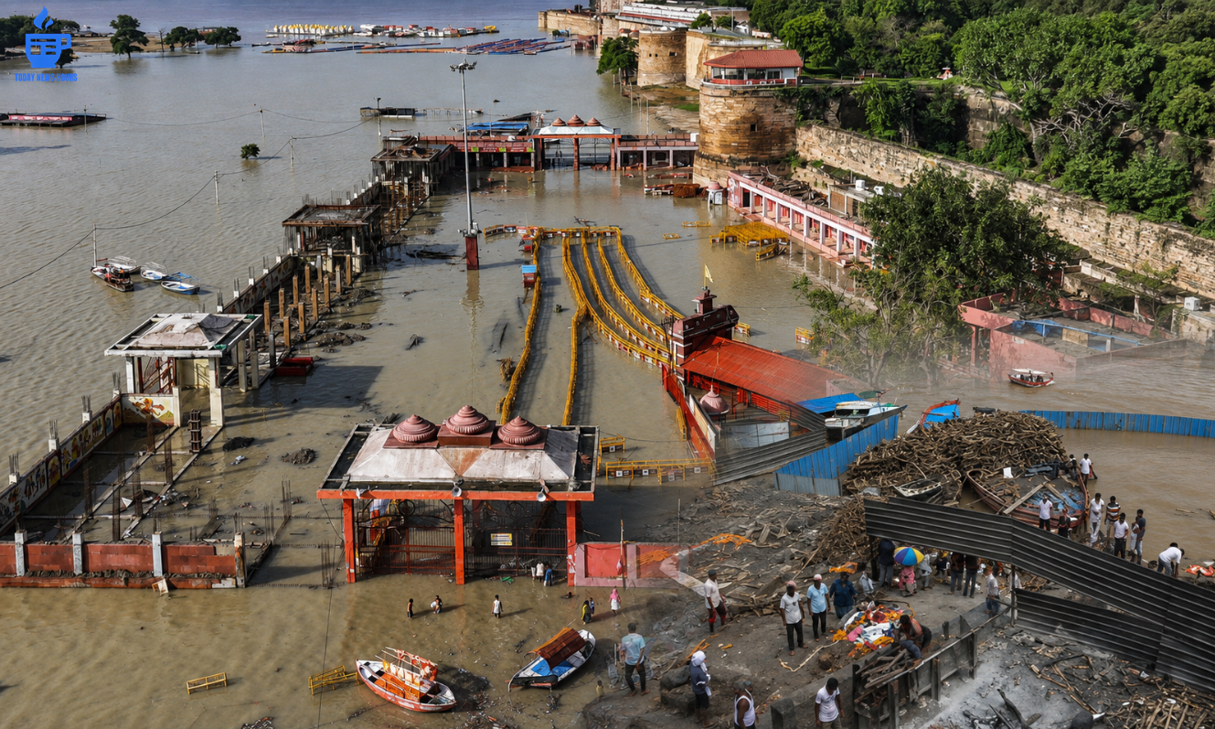 Ganga Water Level Rises Rapidly From Prayagraj to Varanasi, Cremation Sites Submerged