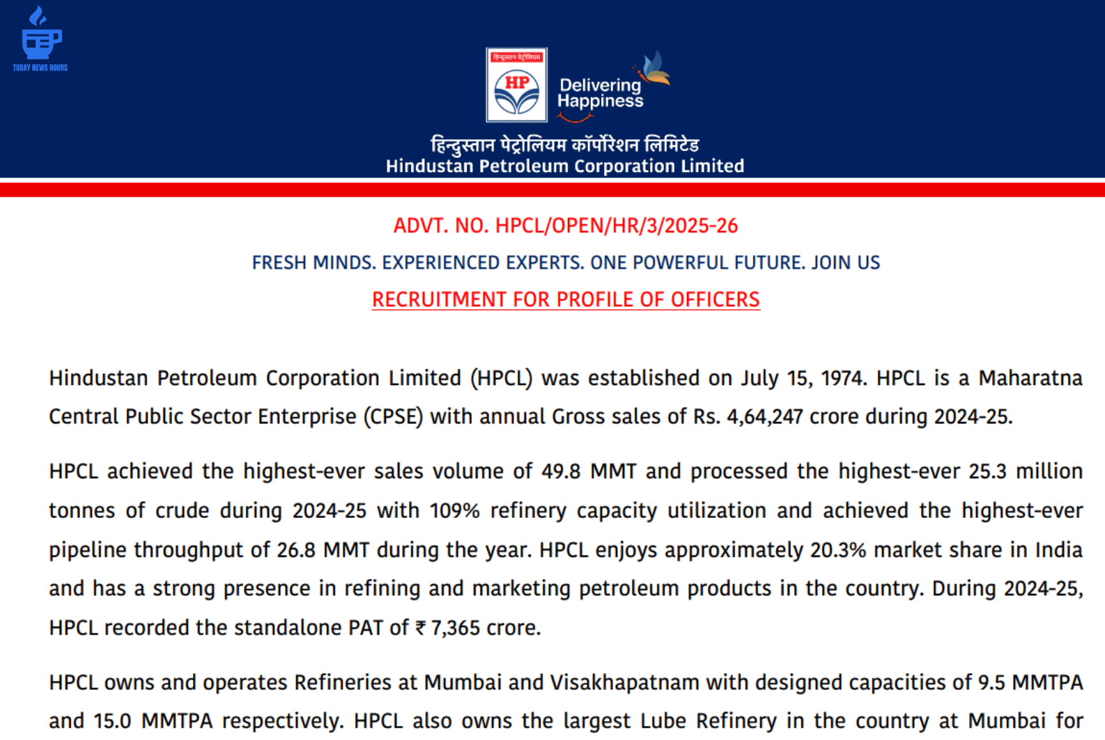 Hindustan Petroleum Corporation Limited Opens Recruitment Drive for 700 Posts: Eligibility, Key Dates & How to Apply