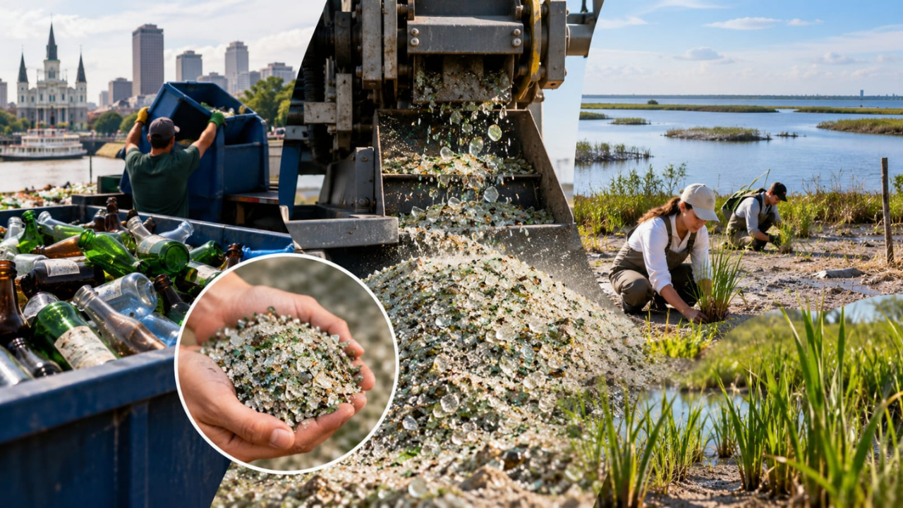 New Orleans Glass Recycling Program Diverts Over 12 Million Pounds to Coastal Restoration