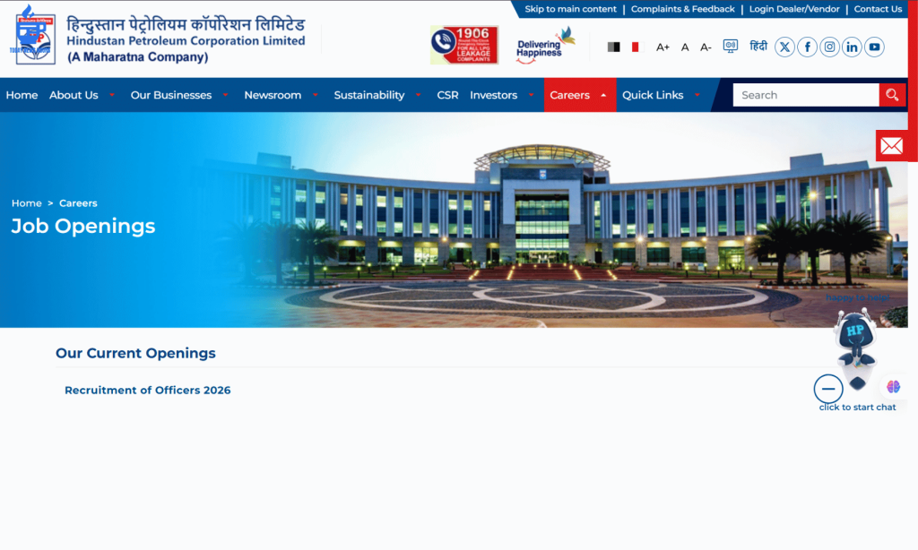 HPCL Recruitment 2026 – Apply Online for 700 Vacancies at hindustanpetroleum.com